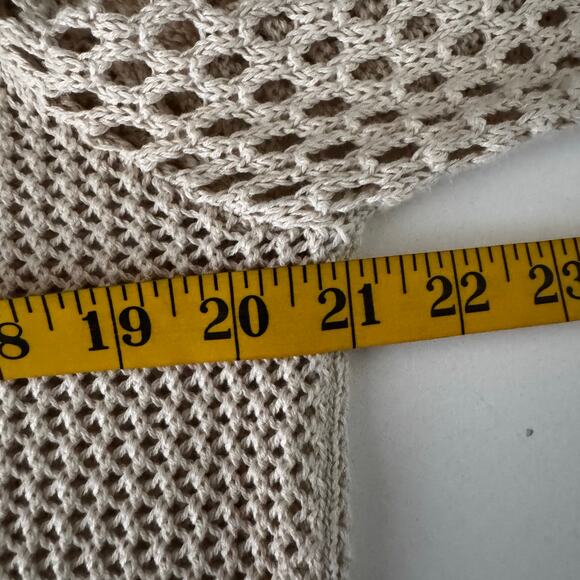 J. CREW Sweater Large Crew Neck Solid & Open Knit Textures Natural Fiber Cream - Picture 10 of 11